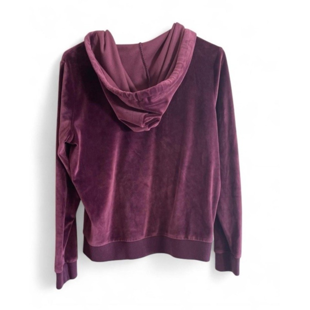 Victorias Secret Pink Zip Up Velvet Hoodie Maroon Women's Small - Picture 5 of 8